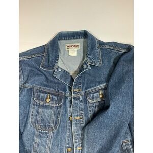 Wrangler Denim Jacket Classic Western Jean Jacket‎ Blue Cotton Size XLT
